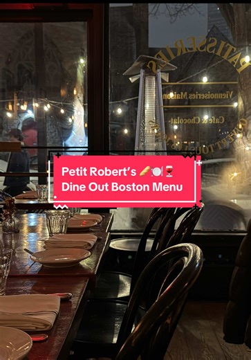 We tried a South End favorite, Petit Robert Bistro, for their Dine Out menu - and here’s everything we ordered! 🥖🍽️🍷 Their classic French menu is incredibly delicious, with rich, comforting flavors that feel both elevated and approachable. It’s a beloved neighborhood spot with a cozy atmosphere, welcoming staff, and a family-friendly environment perfect for a winter date night or catching up with a friend during Dine Out Boston. First course: 🍽️ Onion Soup 🍽️ Coq au Vin Croquettes Main cour