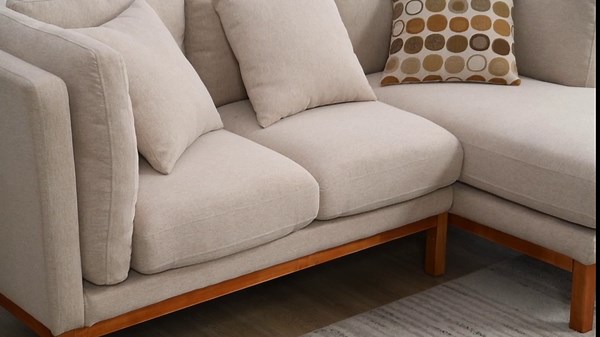 L Shaped Couch Small Sectional Sofa with Chaise Lounge Modern Cloud Couch, Cream