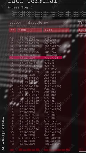 Vertical video: Mesh moving, revealing terminal UI, deploy showing, red bar selecting passcode