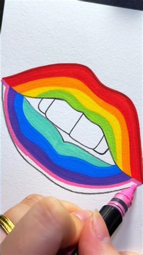 These Lips Just Went Full Rainbow! 😂🌈 | Satisfying Drawing #drawing #art
