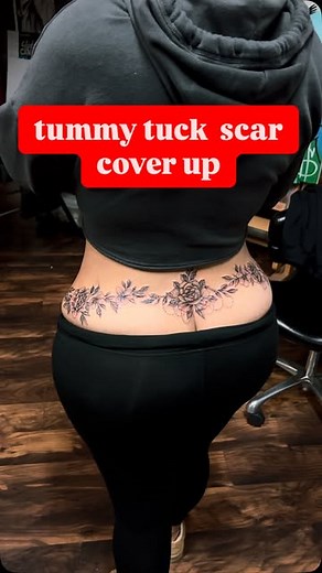 LOS ANGELES TATTOO STUDIO on Instagram: "360 tummy tuck scar cover up #tunmytuck #scarcoveruptattoo #beauty #tattoos #losangeles"