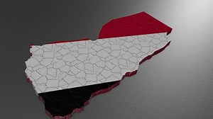 3D map of Yemen. Yemen map 3d. Map 3D rendering.