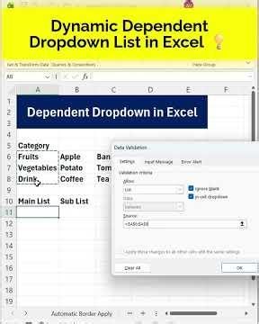 Excel Dynamic Dependent Dropdown List 🔥 | Auto Update Cascading List (No VBA) Hindi