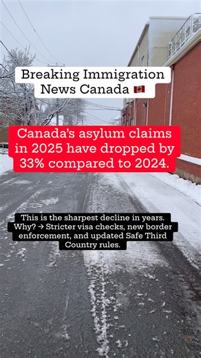 A massive decline in asylum claims in 2025 around 33% compared to last year 2024. Canada making it hard to file asylum claims. Please follow the page for latest Immigration Updates. #canadavisaconsultant #studypermitcanada #expressentrycanada #internationalstudentsincanada #PGWP #IRCC #punjabtocanada #canadavisaexpert | Canada Updates Immigration