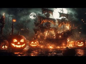 Relaxing Halloween Ambience 🎃 Haunted Pirates Ship Halloween 👻 Spooky Sounds, Best Halloween Music