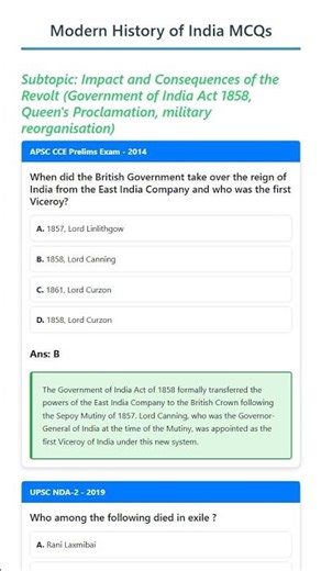 Impact and Consequences of the Revolt Government of India Act 1858, Queen's Proclamation, milit...