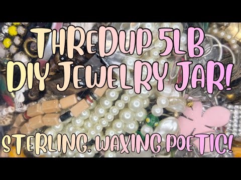 STERLING SILVER, WAXING POETIC (BOLO) & More! THREDUP 5LB DIY JEWELRY RESCUE UNBOXING! #jewelryjar
