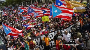 GOVERNOR RESIGNS: There were celebrations in the streets of Puerto Rico after embattled Governor Ricardo Rossello announced his resignation after a week of mass protests over sexist and homophobic test messages. David Muir reports. https://abcn.ws/2JTU4qx | ABC World News Tonight with David Muir