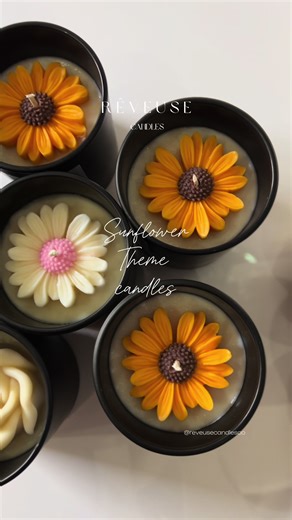 In love with how beautiful my sunflower personalised candles turned out. I had a great time making these, the customer was so nice and he got exactly what he asked for Alhamdulillah 🤍🌻✨ ~ to place order contact us on insta 🫶🏻 . . . #candle #candlelover #candlebusiness #candlemaker #candleshop #sunflower