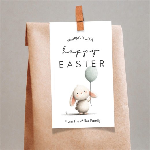 Storybook Easter Gift Tag Printable, Bunny Balloon Easter Tag, Cute Easter Basket Tag, Editable Easter Gift Tag (canva Template) - Etsy Canada