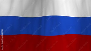Full-size 3D animation of the Russian flag waving gracefully