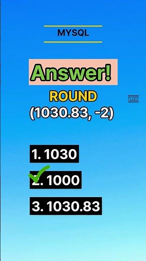 Let's learn about SQL round function #quiz #sql #mysql #sqljoins #databasemanagement #sqldevelopment