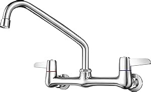 Commercial Sink Faucet with 12-inch Spout: Rnatflu Wall Mount 8 Inch Center Industrial Kitchen Faucet - Ideal for Commercial Compartments Sink with 2.2 GPM High Flow