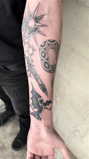 Flail Tattoo Design Inspired by Black Sabbath Music