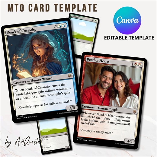 Custom MTG Card Template, Editable Canva Magic Card Creator, Fantasy Trading Card Design, Personalized Gift for Gamers - Etsy