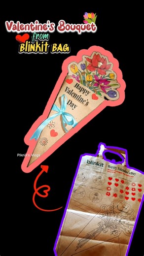 valentine's❤️bouquet💐from blinkit bag🛍️#shorts #trending #valentinesday #love #lovers#bouquet#craft