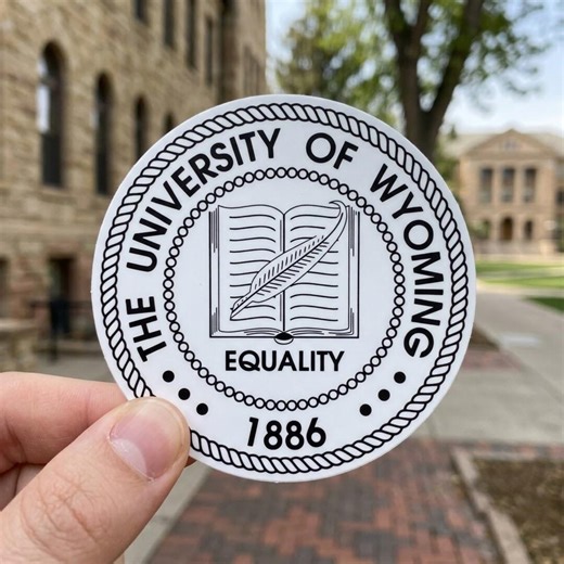 University of Wyoming Style Sticker, College Seal Inspired Vinyl Decal, Academic Aesthetic Laptop Water Bottle Sticker Gift