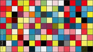 Square grid pattern background inspired by Piet Mondrian colors paintings changing randomly. Neoplasticism, minimal, abstract Stock Video