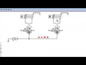 Eletropneumática: circuito de comando completo A+ A- B+ B-