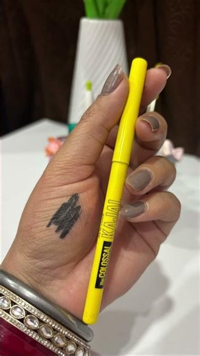One Swipe Black Kajal? Maybelline Colossal Review 🖤 #shorts #viral #kajal #waterproof #fyp