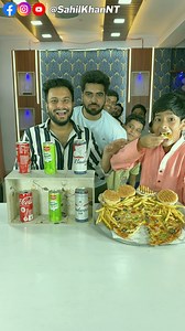 6.6M views · 133K reactions | Funny Match The Can & Eat Unlimited Pizza Burger & French Fries Challenge With Team 勞 #foodchallenge #sahilkhannt #pizzaman | Sahil Khan NT | Facebook