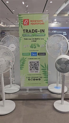 Got an old fan? Whether it’s working or not, trade it in and get exclusive discounts on select inverter electric fans at #RobinsonsAppliances! Ready to upgrade? Visit our participating stores and check out the full promo mechanics! Full mechanics: 1. Customers can trade in their old electric fans—whether functional or non-functional, of any type, and with complete or missing parts—to avail of special discounts on selected inverter electric fans. 2. The trade-in unit must be surrendered at partic