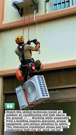Hanging in the Air to Install an AC Unit! #satisfying #tips