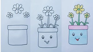 22K views · 176 reactions | Very easy trick flower pot drawing for kids | Flower vase drawing | Priyanka creative guru | Facebook