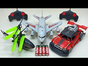Flying Remote Control RC Helicopter and 3D Light RC Car with a380 Model Airline Unboxing and Testing