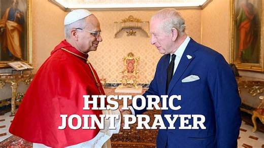 King and Pope share historic joint prayer in the Sistine Chapel