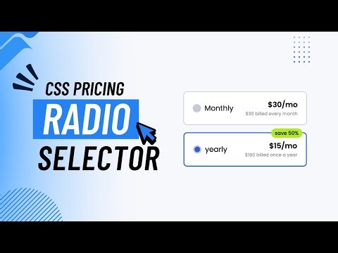 Responsive Pricing Radio Selector using HTML & CSS | Modern Subscription Plan Toggle UI