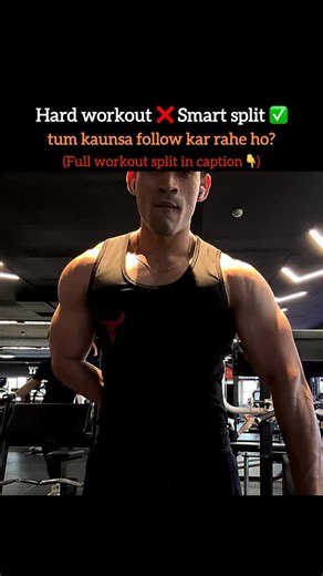 Ashish on Instagram: "Roz gym jaana zaroori nahi, har muscle ko sahi din pe train karna zaroori hai. Ye hai BEGINNER to INTERMEDIATE ke liye best 1-Week Workout Split 👇 🗓️ Day 1 – Chest + Triceps 1.Bench Press 2.Incline DB Press 3.Chest Fly 4.Triceps Dips 5.Rope Pushdown 👉 Push muscles ek saath = better pump & recovery 🗓️ Day 2 – Back + Biceps 1.Lat Pulldown 2.Barbell bent over Row 3.Seated Row 4.Barbell Curl 5.Hammer Curl 👉 Back bada hoga tab body wide lagegi 💥 🗓️ Day 3 – Legs 1.Squats 2