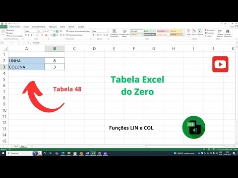 Tabela Excel do Zero - Tabela 48 – Funções Lin e Col – Tutorial Zero Info