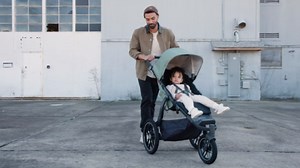 UPPAbaby Ridge V2 Jogging Stroller | All-Terrain Performance Suspension + Never-Flat Tires Built for Walking, Running + Trails | Water Bottle Holder Included | Evelyn (Meadow Green | Carbon Frame)