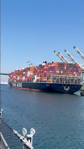 Yang Ming Large Cargo Ship Port of Los Angeles Long Beach CA