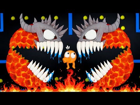 Pacman Stop Motion - Pacman Lava vs Pacman Q Bert Arcade - Epic Battle