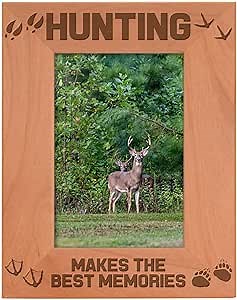 ThisWear Hunting Frame Hunting Makes The Best Memories Hunters Gifts Wood Engraved 4x6 Portrait Picture Frame