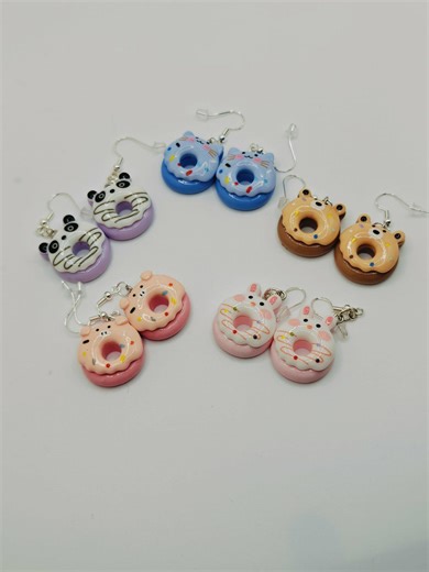 Animal Donut Earrings! Sterling Silver Hooks