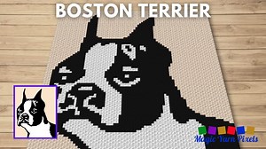 FREE GRAPH Boston Terrier C2C & Tapestry Crochet Pattern Magic Yarn Pixels