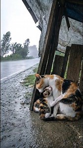 Shivering in the Cold Rain | An Old Woman’s Kindness Saves a Cat Family #animalrescue | Sweet memes