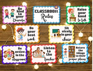 Classroom Rules Poster Set | Playful Decor (PDF & PNG) - Etsy