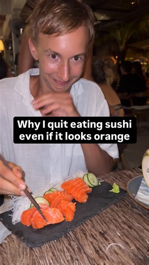 Alex Visions on Instagram: "mmm parasites! 😋 Sushi is orange even when it’s rotten. - You read that right. Your sushi that you “just eat” is a parasite bomb waiting to be released into your organs. The hard truth is that unless your fish is cooked over 97% of sushi worldwide has this problem… the sushi industry will never pin up my video on their retaurants saying: “come eat here! raw sushi with over 60 parasites per peice!” No papaya seeds will save you past this point. It’s a deep colo