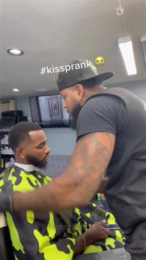 BARBER SHOP PRANK! 💇‍♂️💋 That escalated quickly! The most awkward haircut ever. 😂 #BarberShop #Prank #Awkward #FunnyReaction #KissPrank