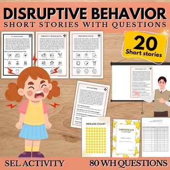 Disruptive Behavior Short Stories W/ Questions Worksheets Autism ABA Management