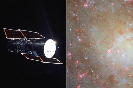 Hubble Observes Rosy Spiral Galaxy NGC 5042 Located 48 Million Light-Years from Earth