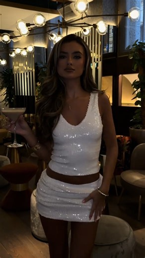 The perfect 🥀 our sequin two pisce set in white 🌼 #fashion #model #beauty #style #outfit #shorts