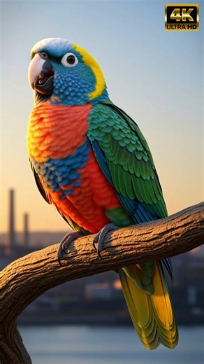 Parrot Sound Hook | This Radiant Bird Perched On A Harbor Crane At Sunset | 4K Cinematic Short