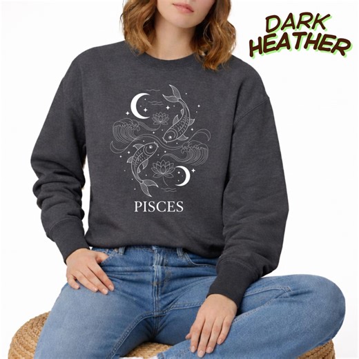 Pisces Zodiac Sweatshirt, Astrology Fish Design, Horoscope Gift for February March Birthdays - Etsy