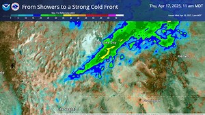 5:39pm Wednesday 4/16: Let's take a look at what one computer model thinks the radar will do over the next 24 hours. * Scattered showers over the area will become more isolated during the overnight hours. Any storms that develop will be capable of producing gusty winds. As of the writing of this post, we have seen some gusts in excess of 40 mph over the northwest desert, with a gust to 51 mph in Lucin. * The strong cold front will move into far northern Utah early Thursday morning, tracking sout