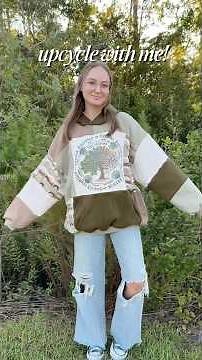 patchwork hoodie tutorial! 🌿 #upcycling #sewing #thriftflip